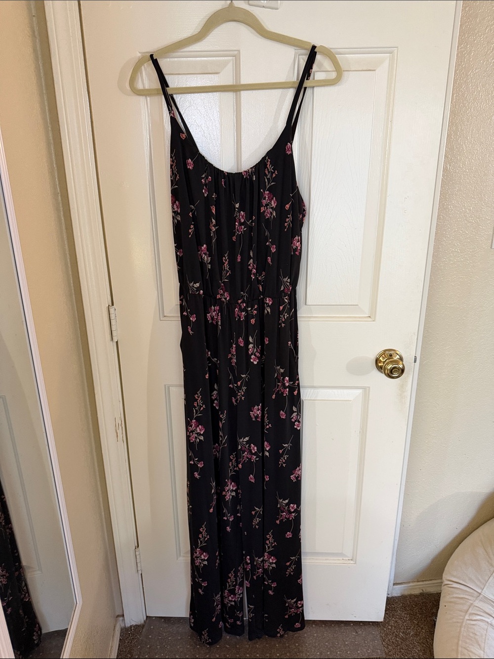 Black Floral Spaghetti Strap Jump Suit
